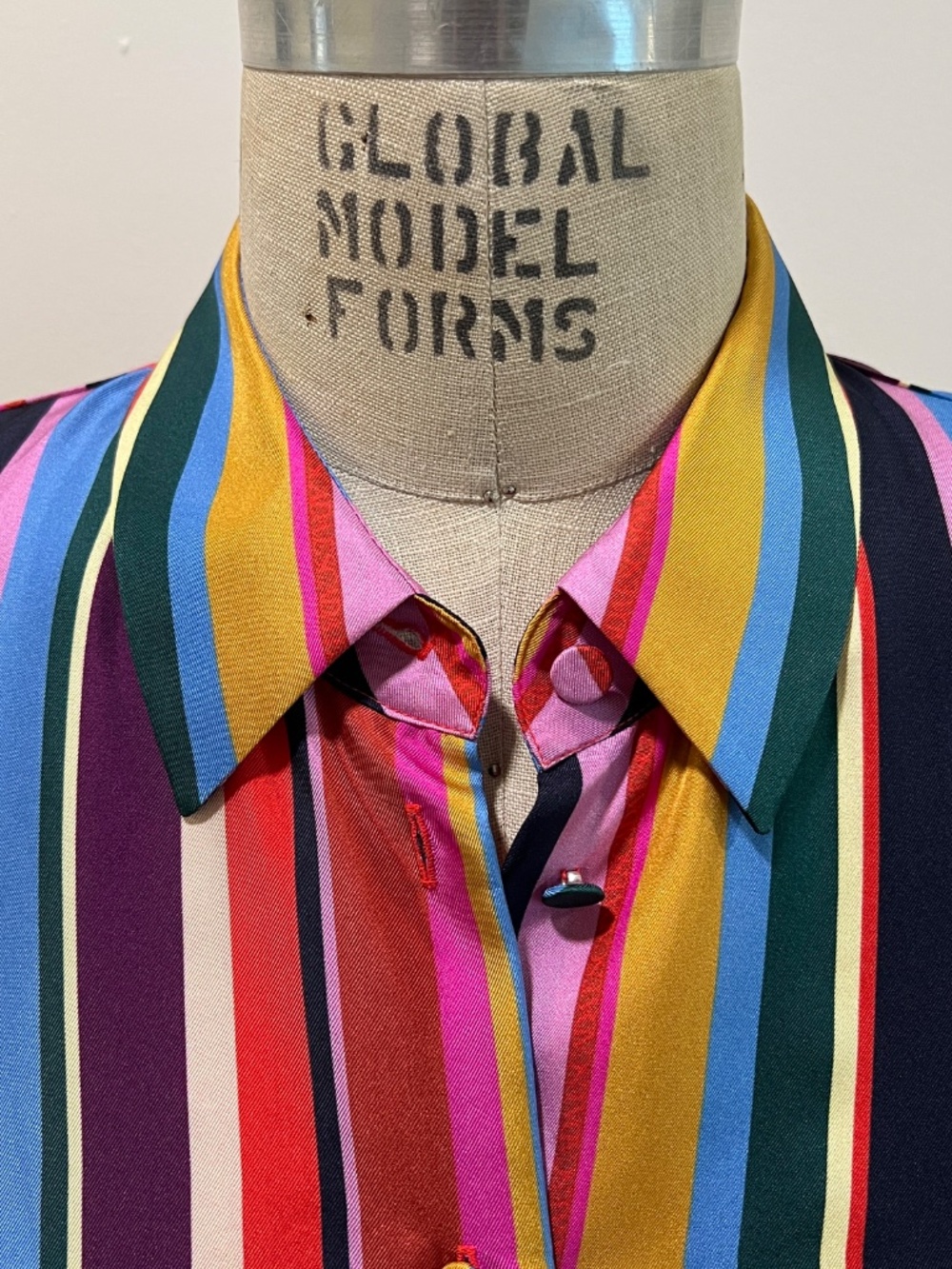 Women's Escada Silk Rainbow Striped Button-Up Blouse - Size 34 (XS/S) - Picture 5 of 13